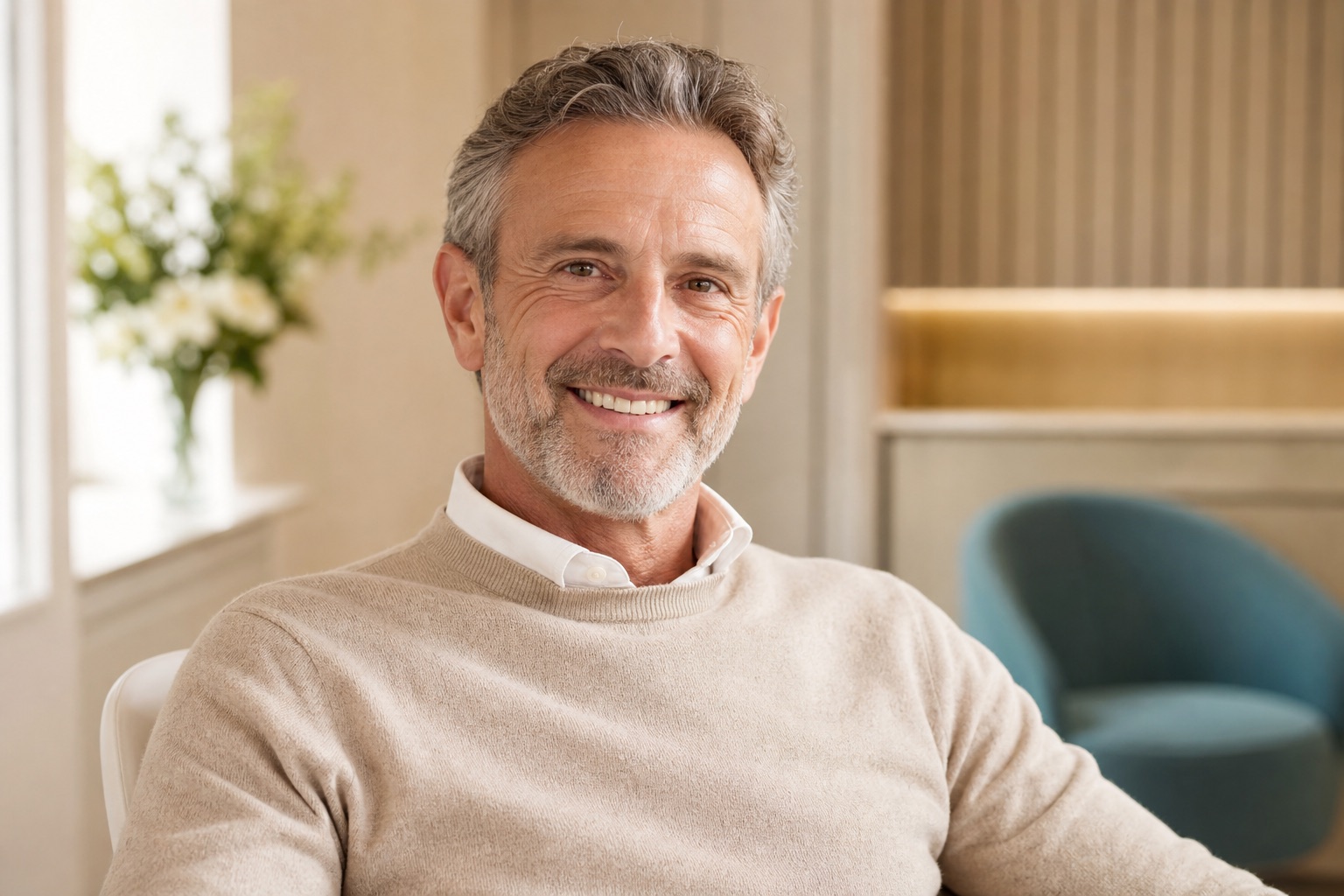 Patient smiling confidently after dental implant treatment