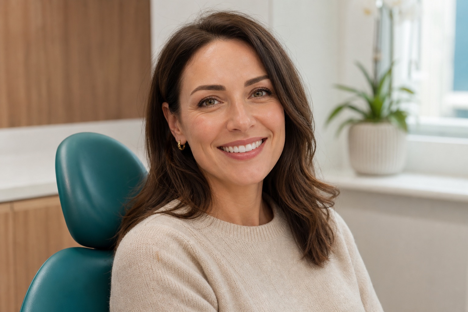 Patient smiling confidently after hygienist care