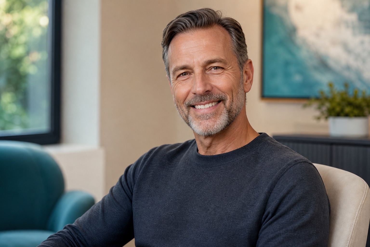 Patient smiling confidently after periodontal gum treatment